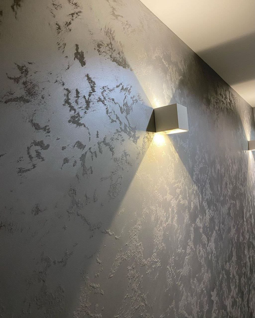 Silver Metallic Stucco Finish